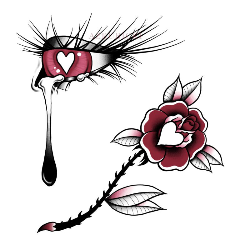 Weeping Eye & Heart Rose - Valentine's Day Flash Sheet | AZ Kubicki