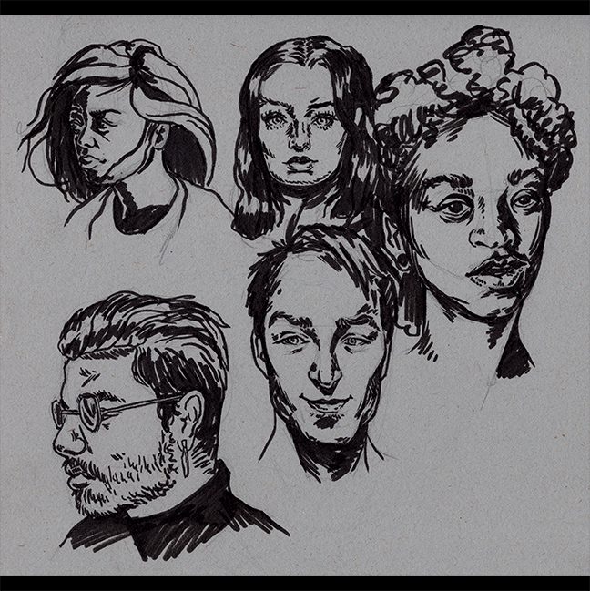 Face Studies in Pen | AZ Kubicki